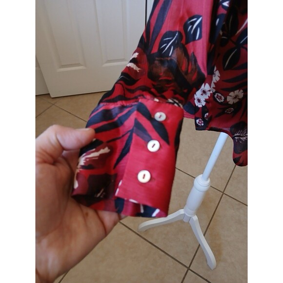 ZARA Basic Women's Floral Chiffon Long Sleeve Button Up Shirt S Multicolor Relax - Picture 5 of 14